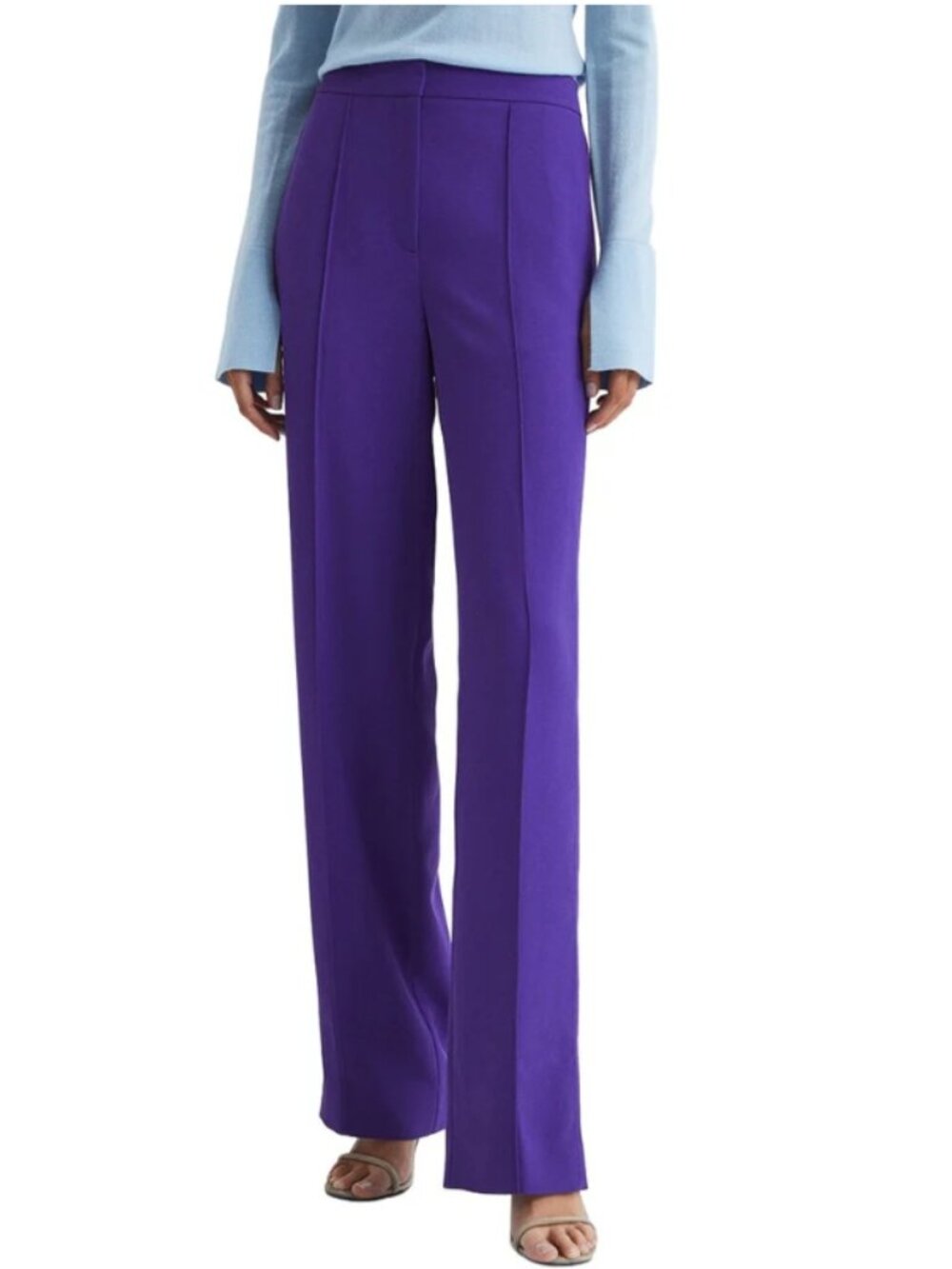 Like New! REISS Aleah Pull On Elastic Back Pleated Trouser Bluish/Purple in 10R